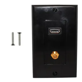 1-Port HDMI   1-Port F-Type Wall Plate Kit Decora Black