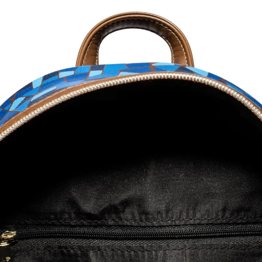10" Disney : Beauty and the Beast - Stained Glass Faux Leather Mini Backpack Bag Loungefly Exclusive