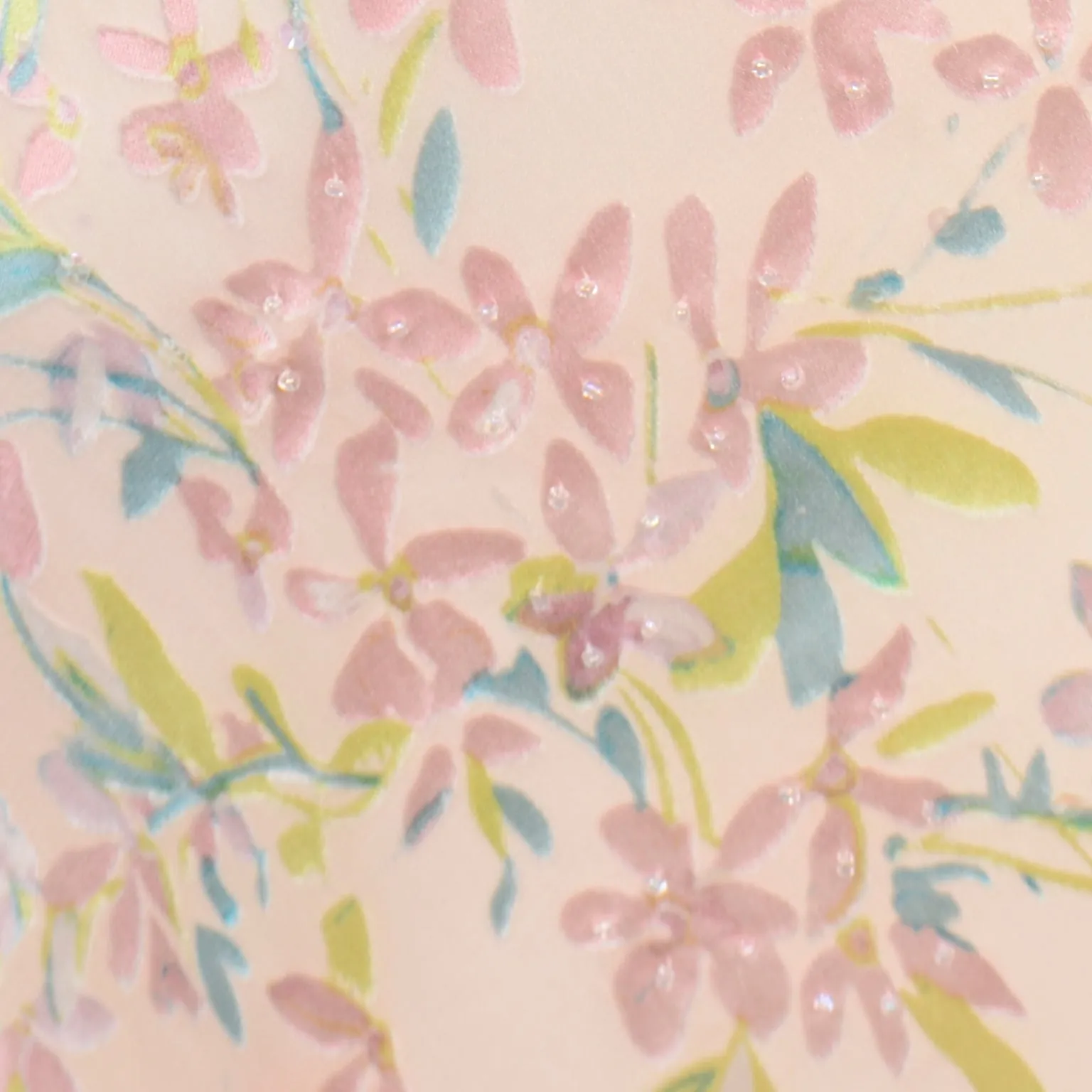 1990s Beaded Pink Floral Evening Bias Cut Slip Dress w Handkerchief Hem