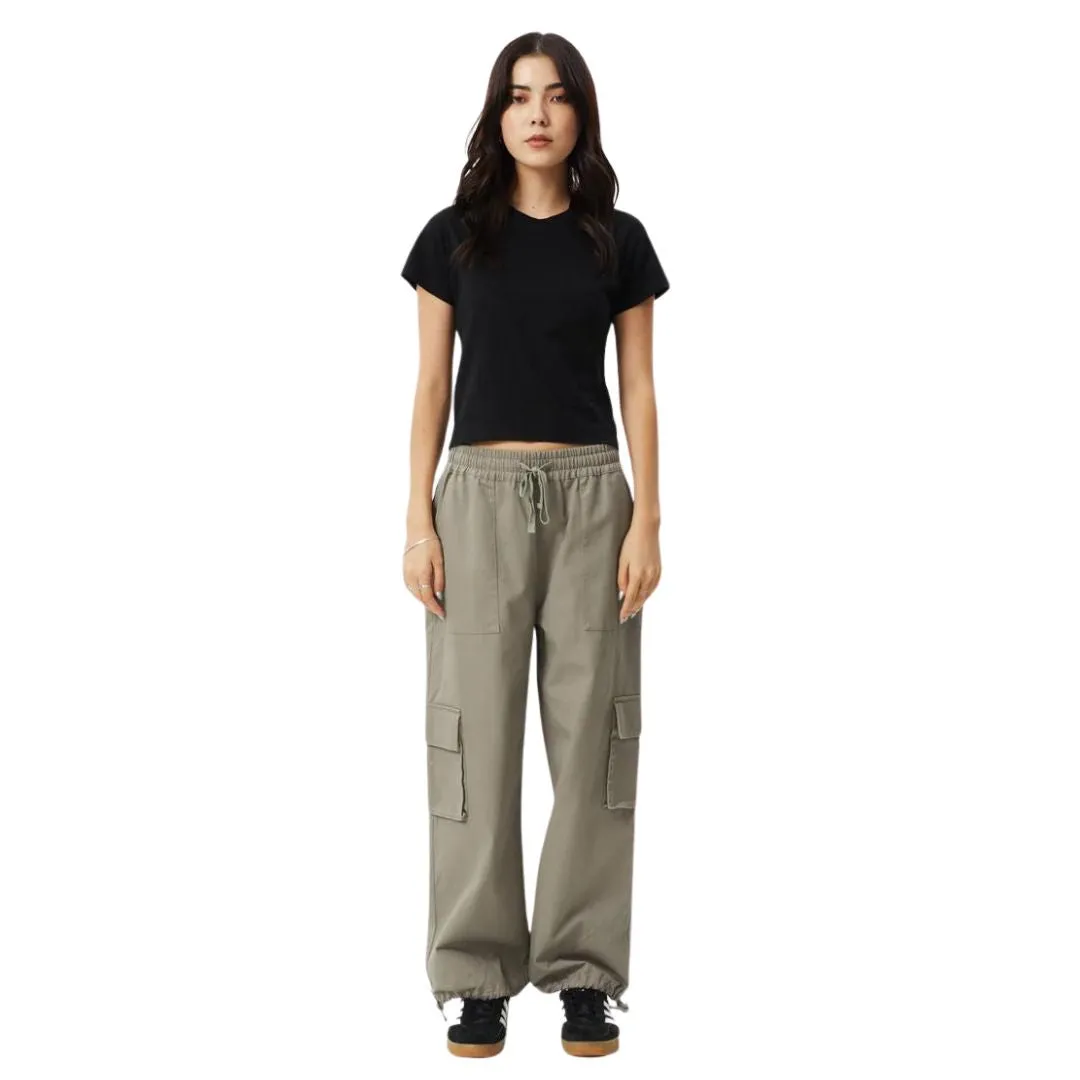 Afends Womens Tasman Cargo Pants - Grey Olive