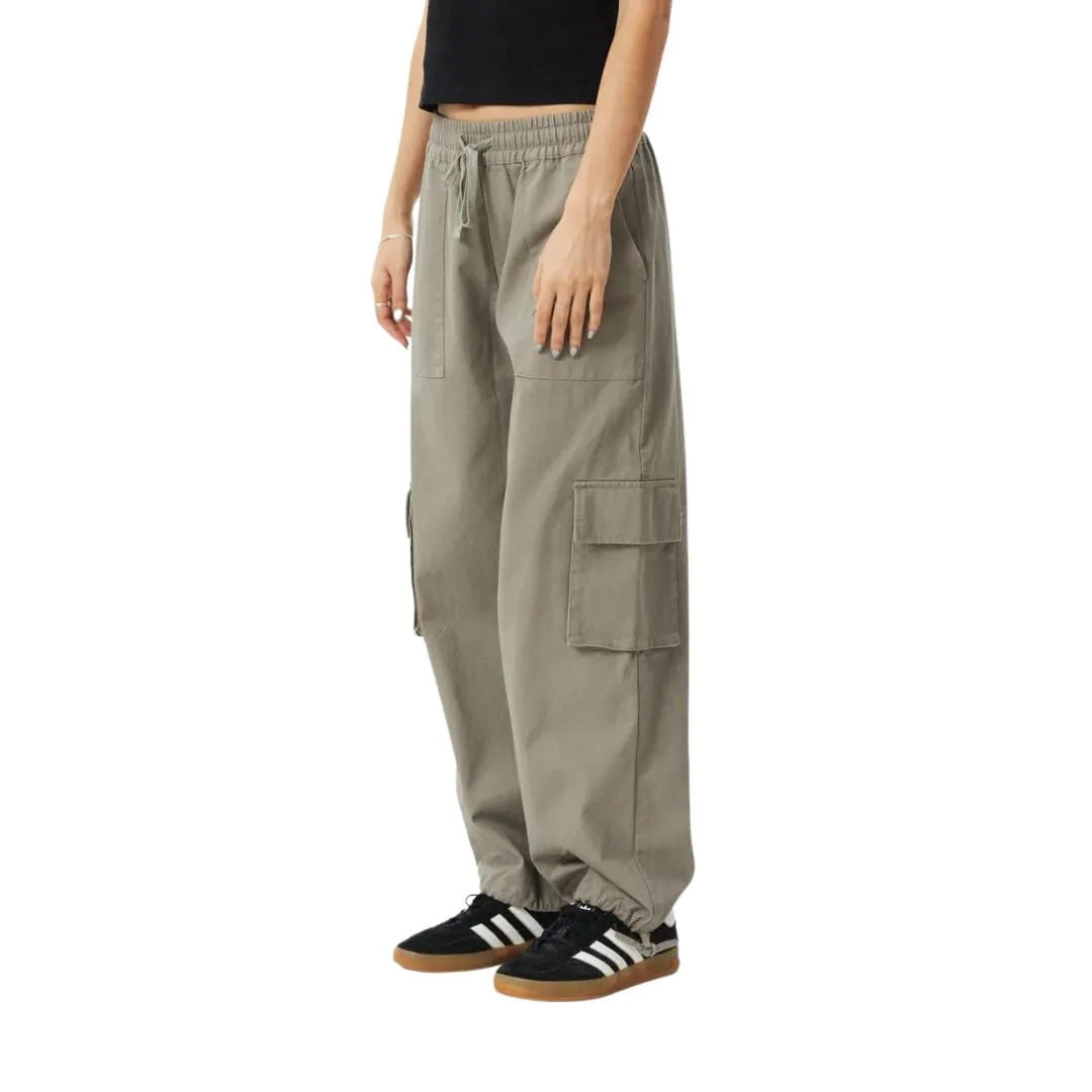 Afends Womens Tasman Cargo Pants - Grey Olive