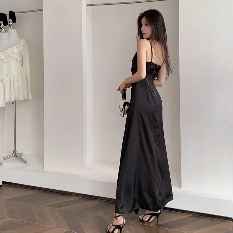 Aiertu Swing Collar Sleeveless Slip Sex Slit Maxi Dress New Fashion Evening Party Women Elegant Streetwear Y2K