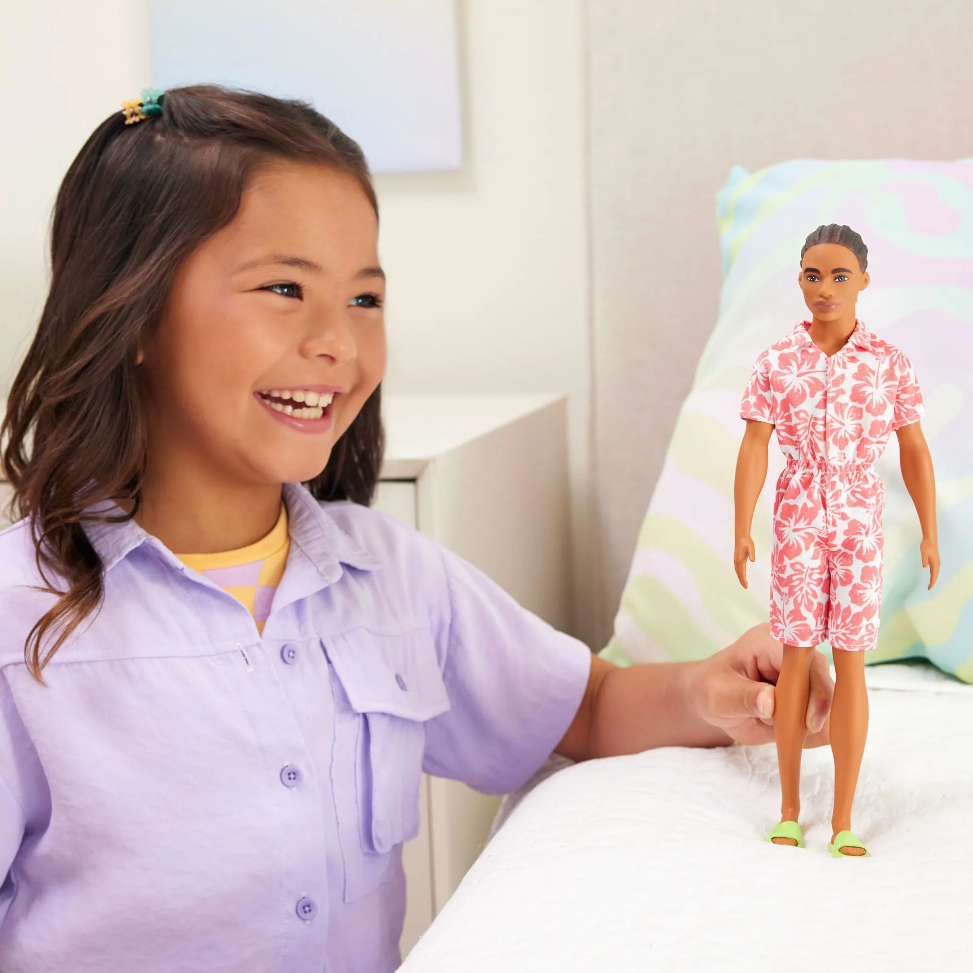 Barbie Fashionistas Ken Doll #235 in Hawaiian Print Jumpsuit With Green Sandals, Brown Hair