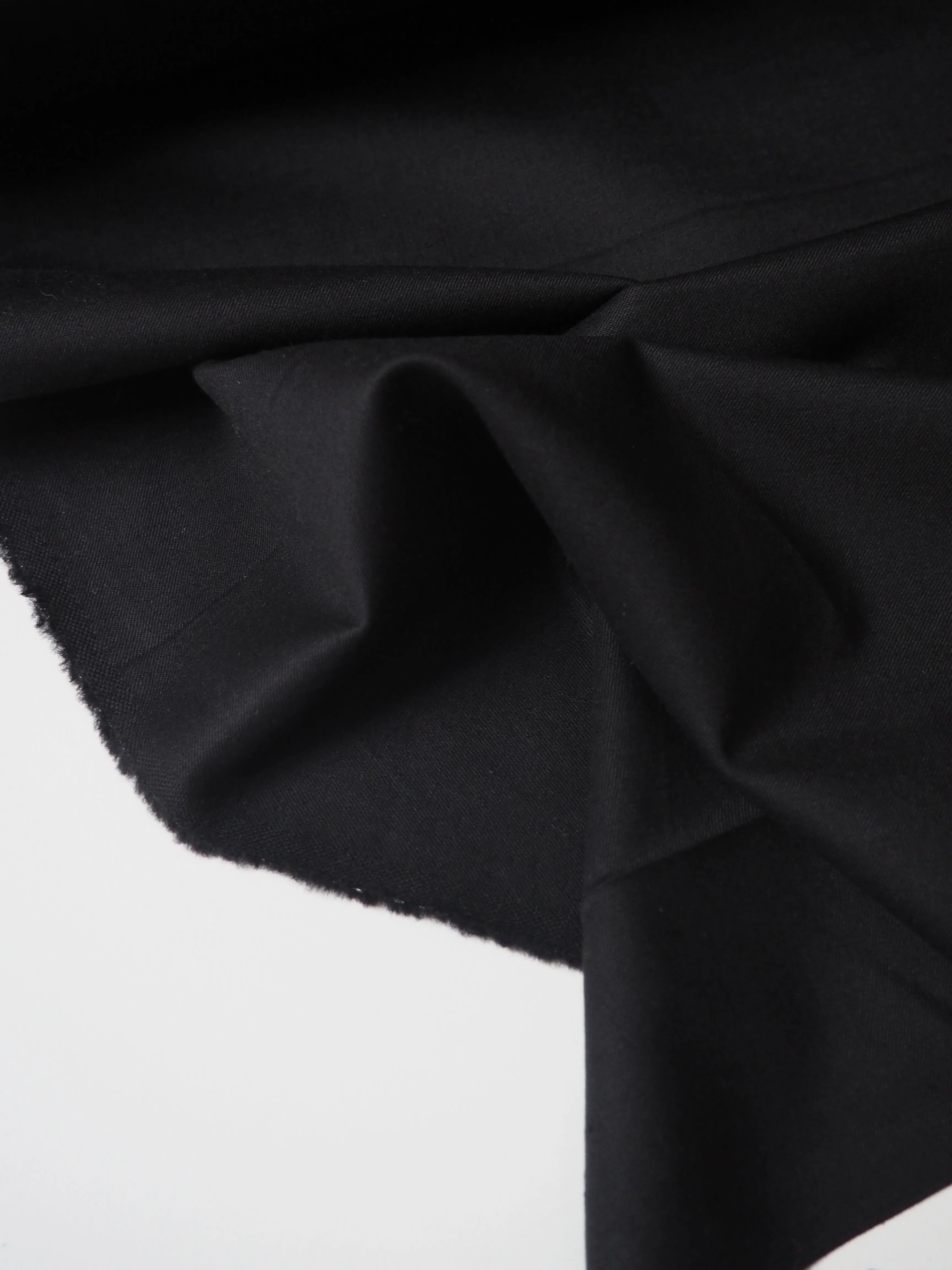 Black Stretch Wool/Silk Twill