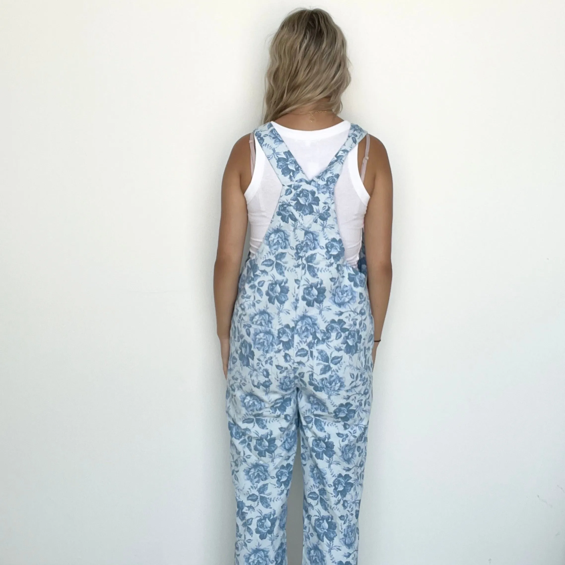 Blue Floral Overalls
