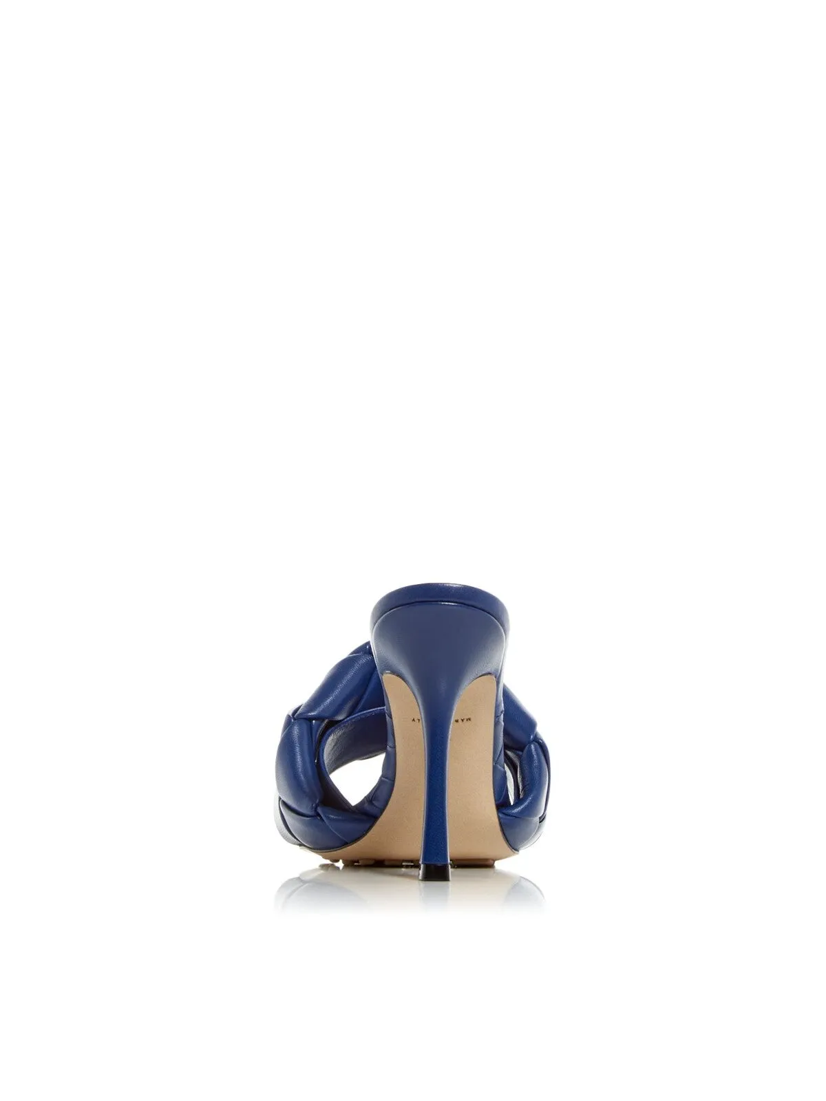 BOTTEGA VENETA Womens Navy Quilted Lido Square Toe Stiletto Slip On Leather Dress Heeled