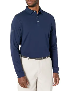 Callaway Men's Opti-Dri Long Sleeve Polo Shirt, Uv Block Sun Protection, Performance Shirts For Men, Classic Fit, Extended Sizing (Sizes Xs-4Xl), Peacoat, 4X-Large