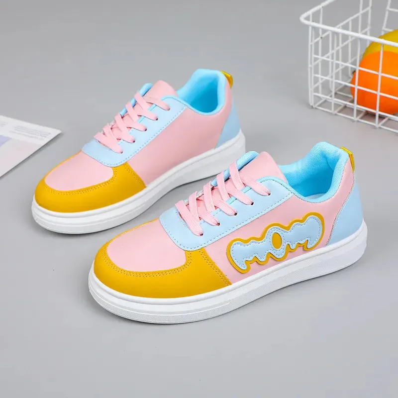 Casual Sports Shoes Patchwork Shoes Female Flat Board Shoes Students Soft Sole Shoes