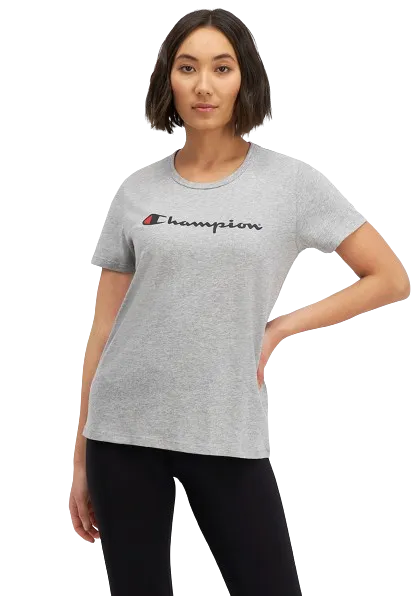 CHAMPION SCRIPT SHORT SLEEVE TEE - Womens - Grey