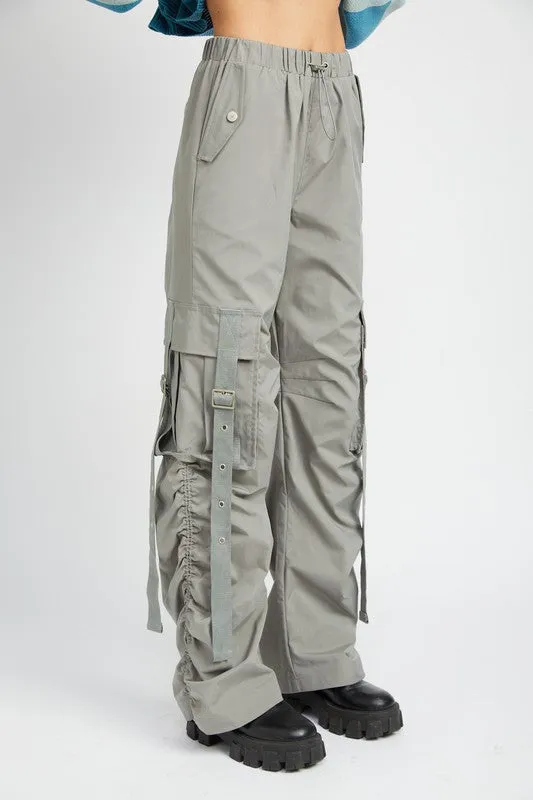 Charcoal Cargo Parachute Pants