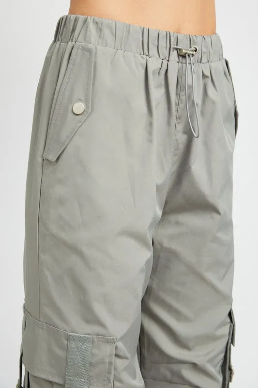 Charcoal Cargo Parachute Pants