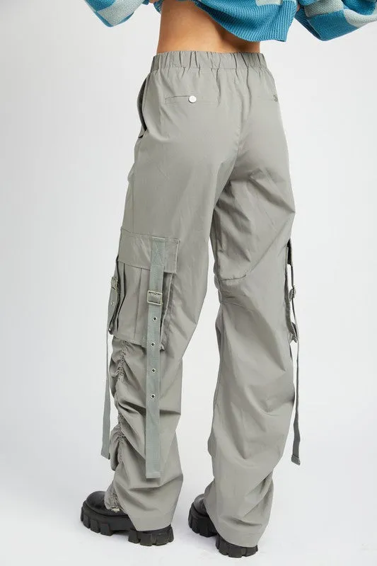 Charcoal Cargo Parachute Pants