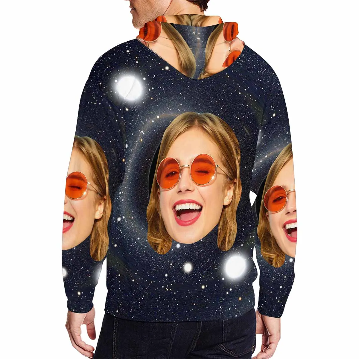 Custom Face Starry Sky Men's All Over Print Full Zip Hoodie