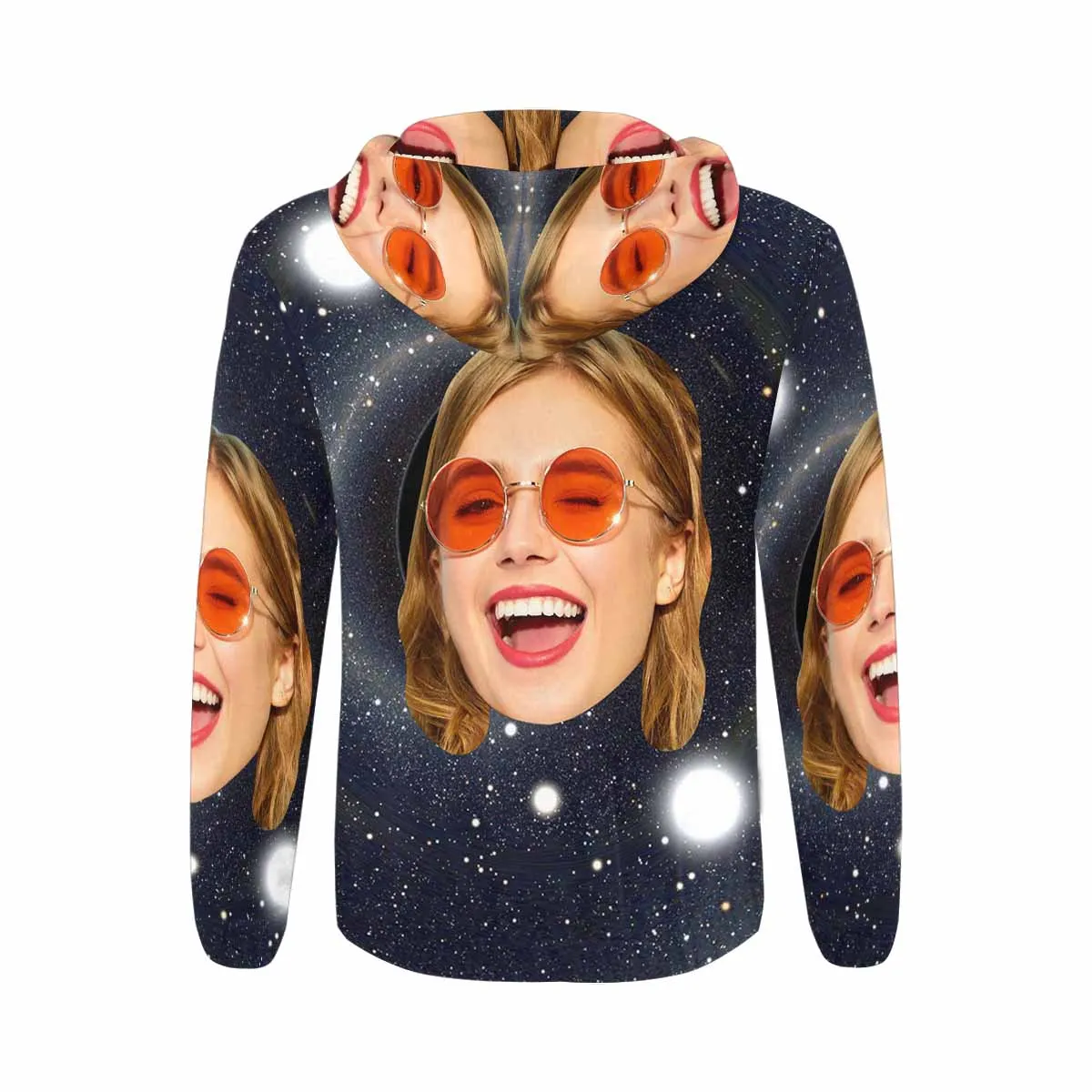 Custom Face Starry Sky Men's All Over Print Full Zip Hoodie
