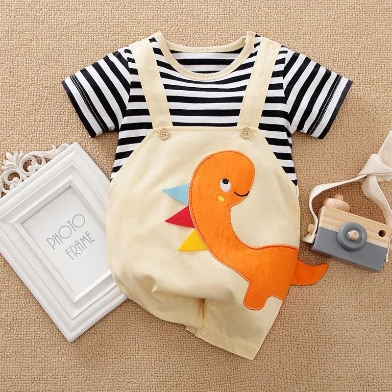 Dinosaur/Stripes Pattern Jumpsuit For Baby