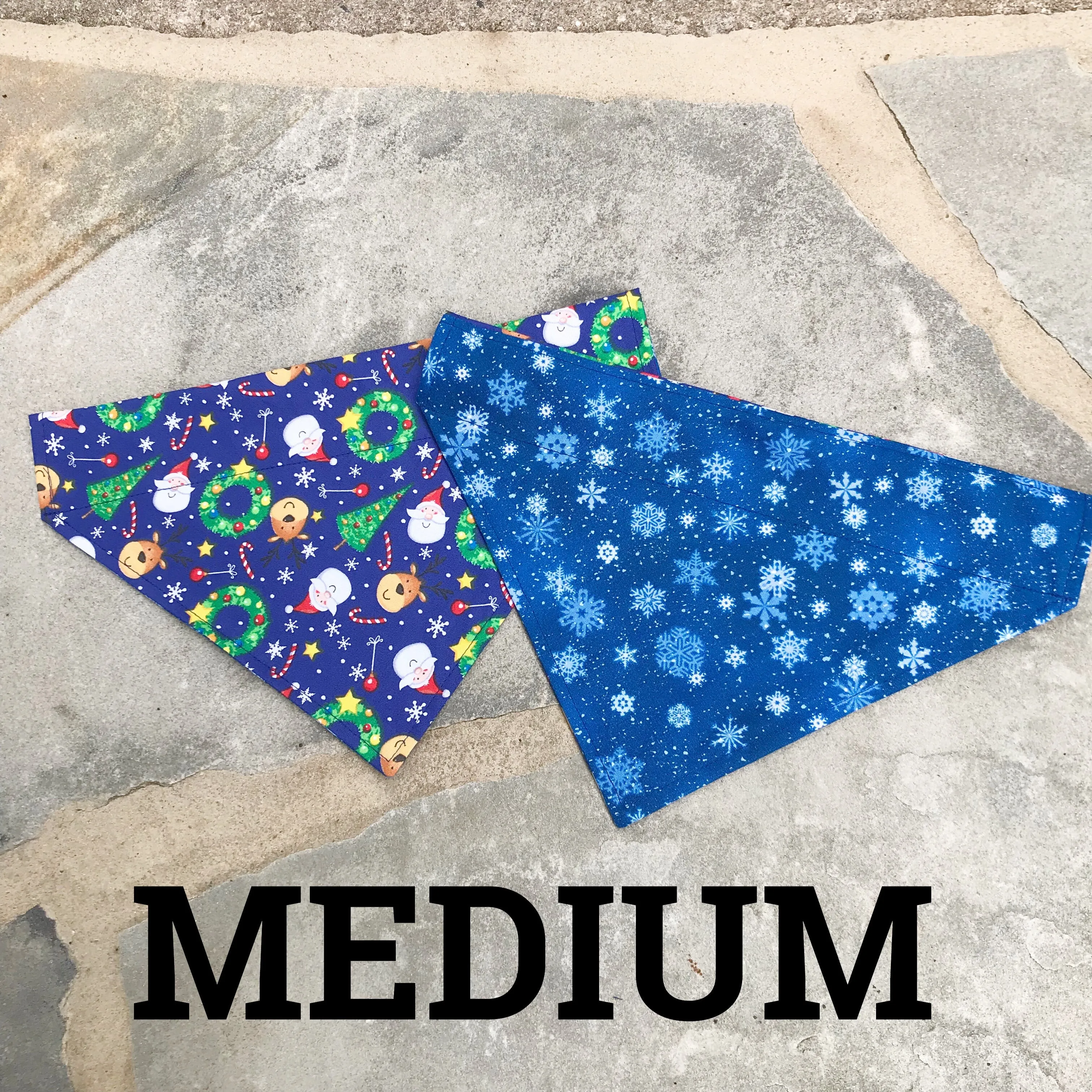 Dog Scarf - Blue Santa/Snowflake