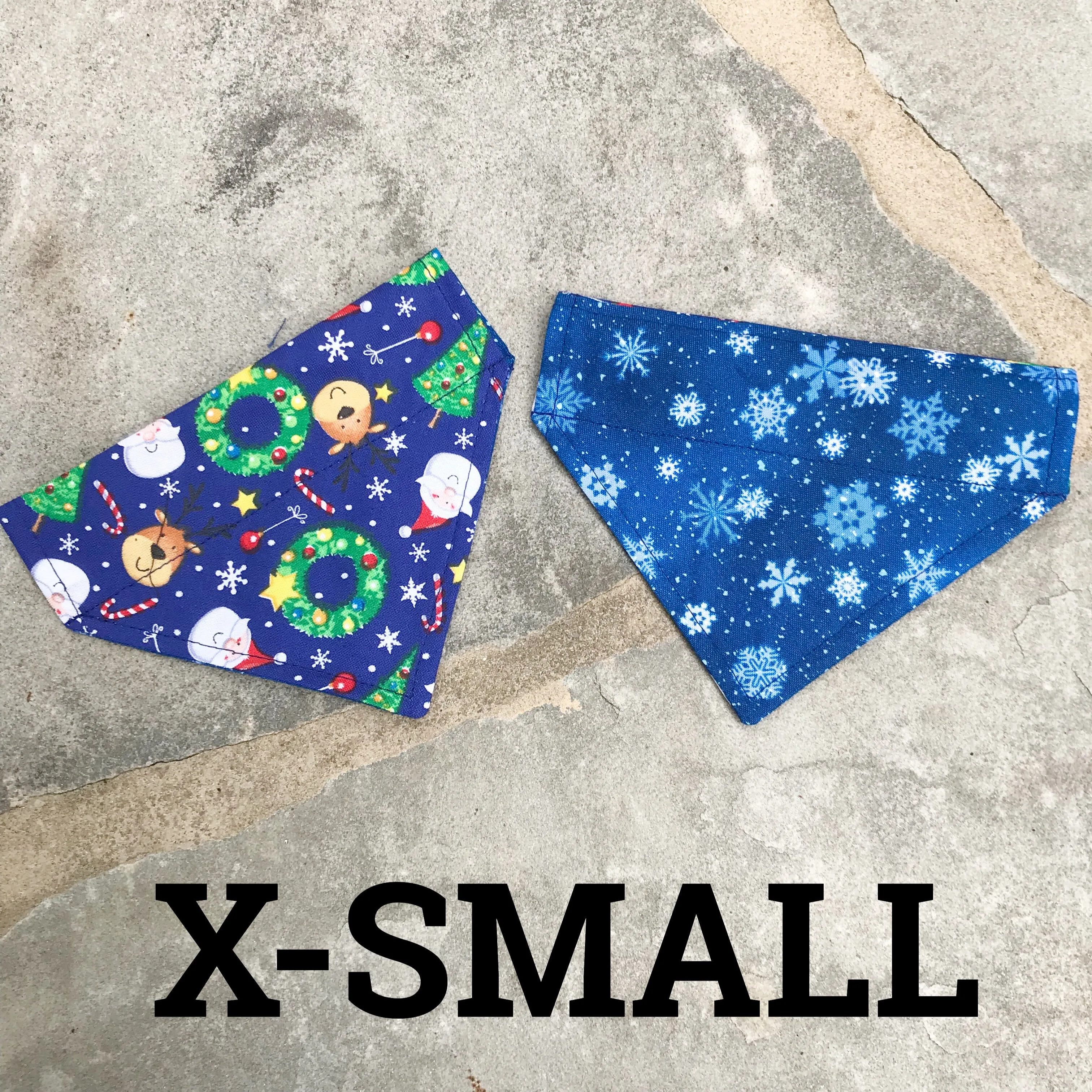 Dog Scarf - Blue Santa/Snowflake