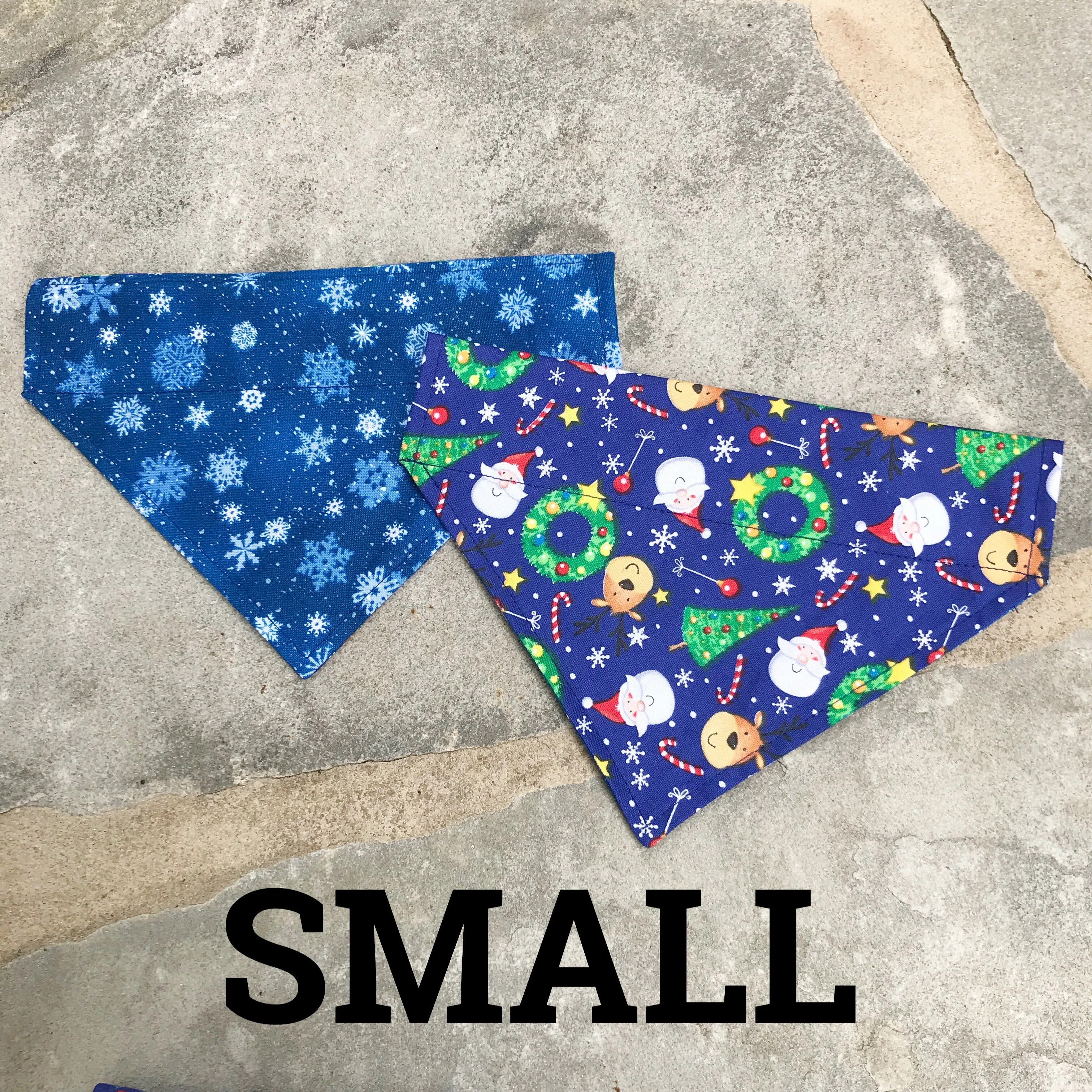 Dog Scarf - Blue Santa/Snowflake