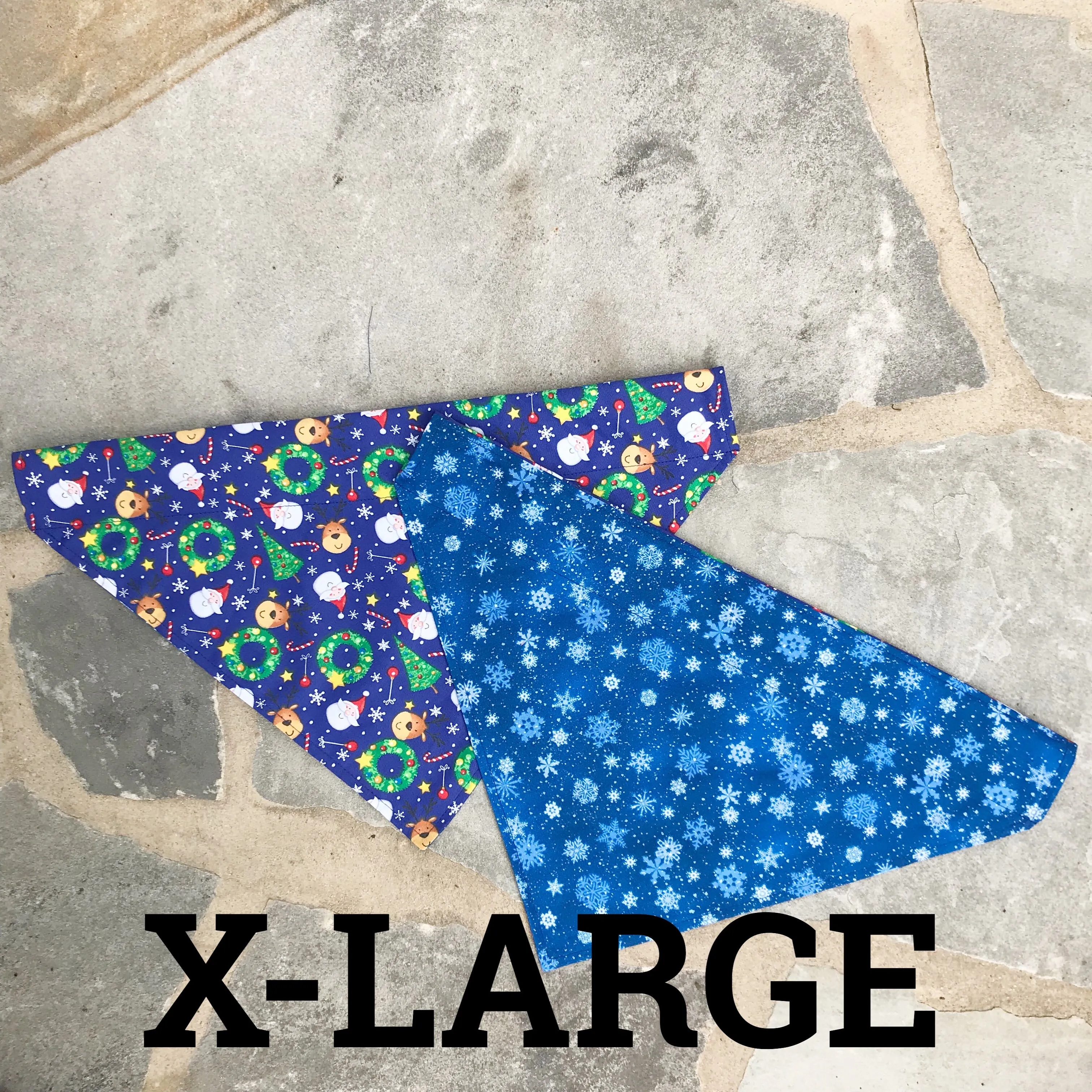 Dog Scarf - Blue Santa/Snowflake