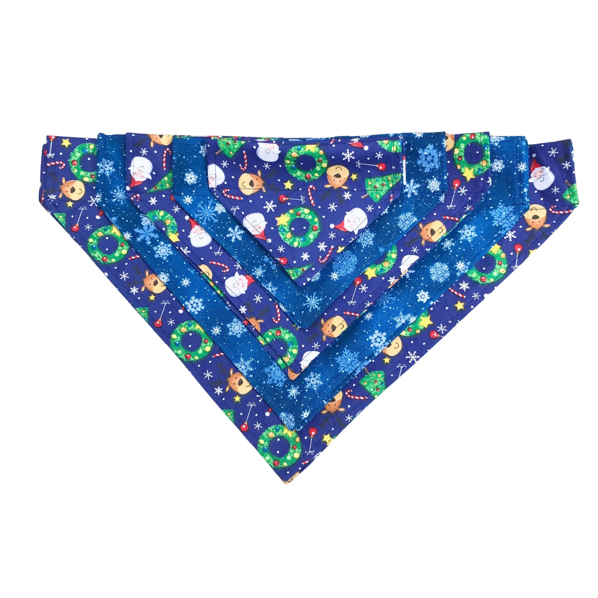 Dog Scarf - Blue Santa/Snowflake