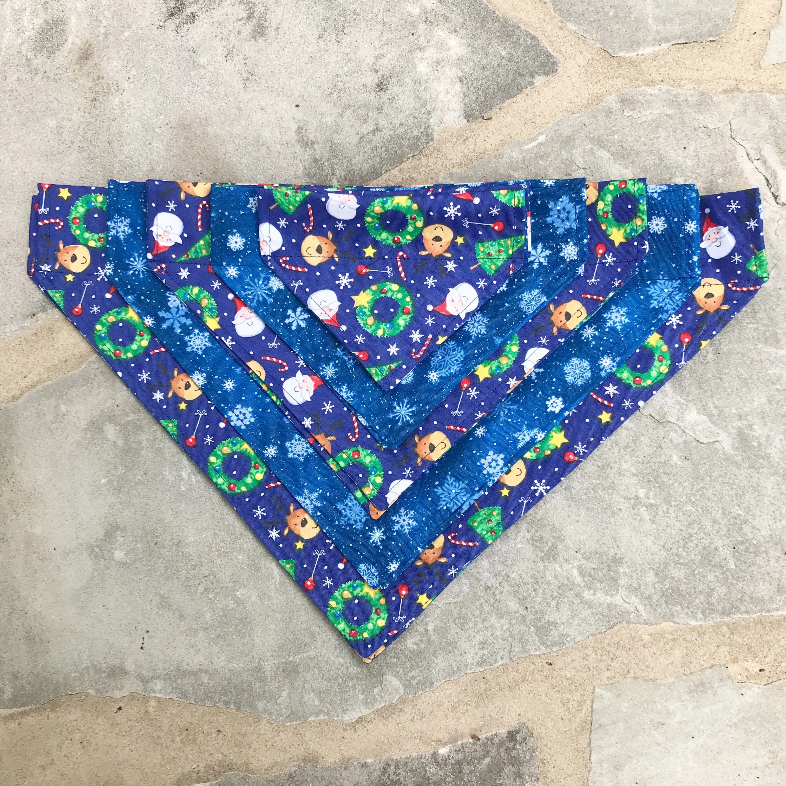 Dog Scarf - Blue Santa/Snowflake