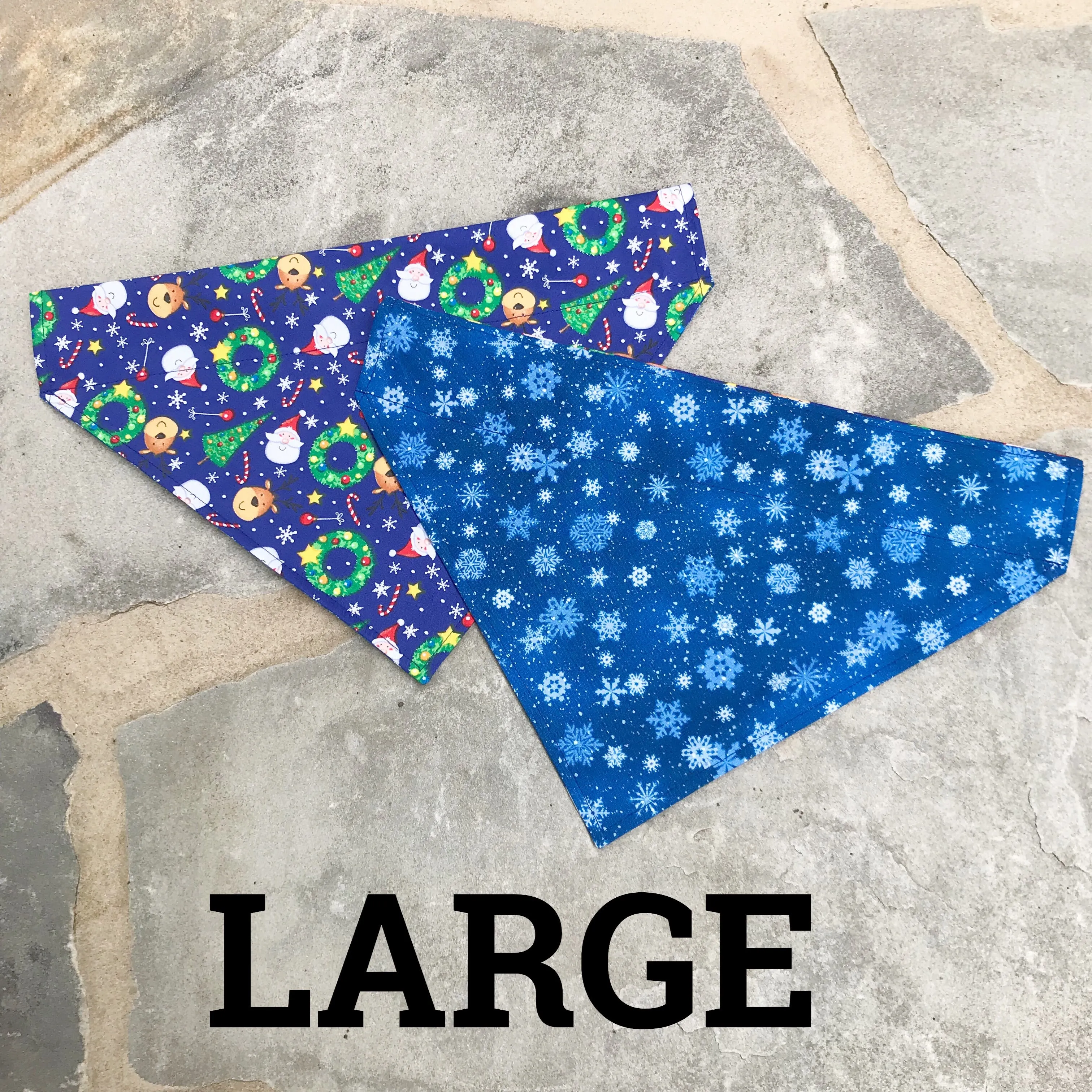 Dog Scarf - Blue Santa/Snowflake