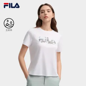 FILA CORE LIFESTYLE HERITAGE MYSTERIOUS JOURNEY Women Short Sleeve T-shirt (Turquoise / White)