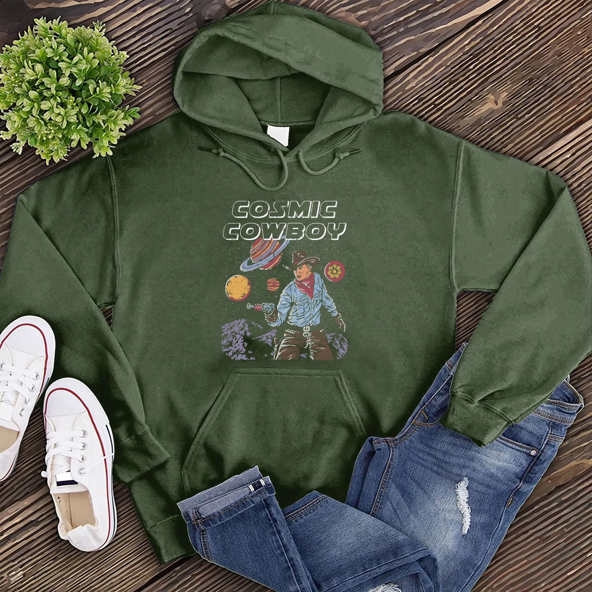 Flat Cosmic Cowboy Hoodie