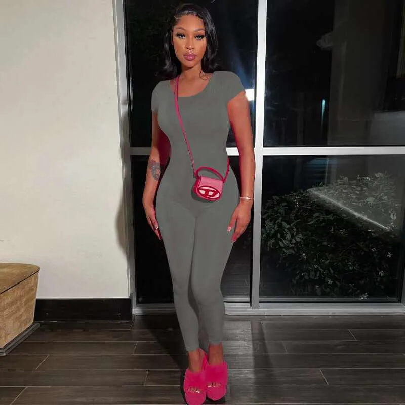 Glow Chic's Casual Backless Skinny Jumpsuit