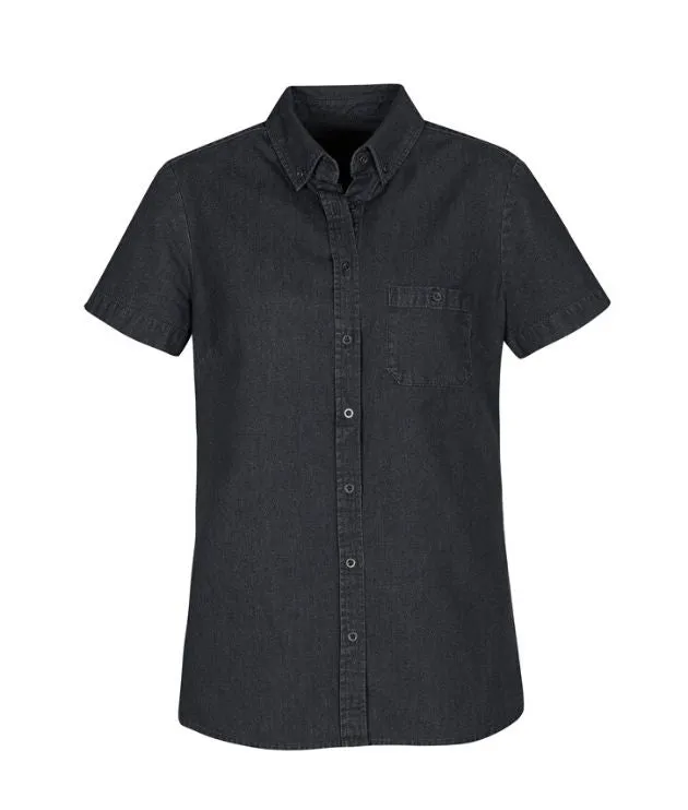 Indie Womens Short Sleeve Denim Shirt