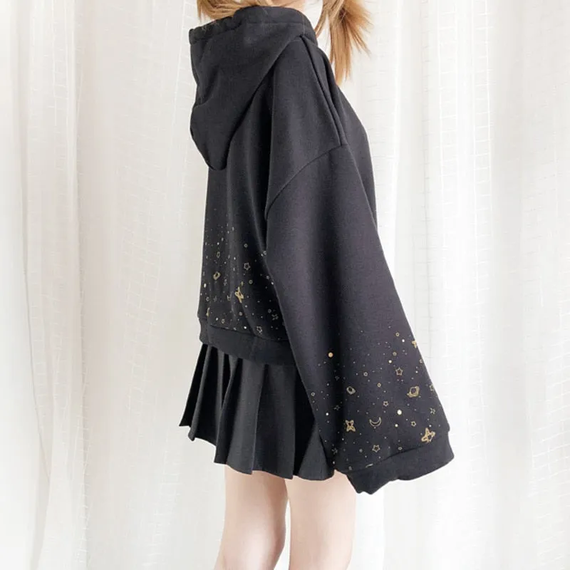 Japanese Streetwear Style: Harajuku Starry Nights Lightning Hoodie