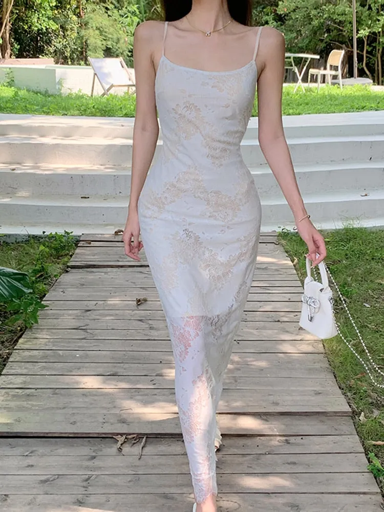 Joskka Floral Print Slip Midi Dress Women Bandage Sleeveless Chain Evening Chic Elegant And Pretty Women's Dresses Prom