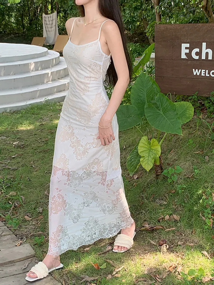 Joskka Floral Print Slip Midi Dress Women Bandage Sleeveless Chain Evening Chic Elegant And Pretty Women's Dresses Prom