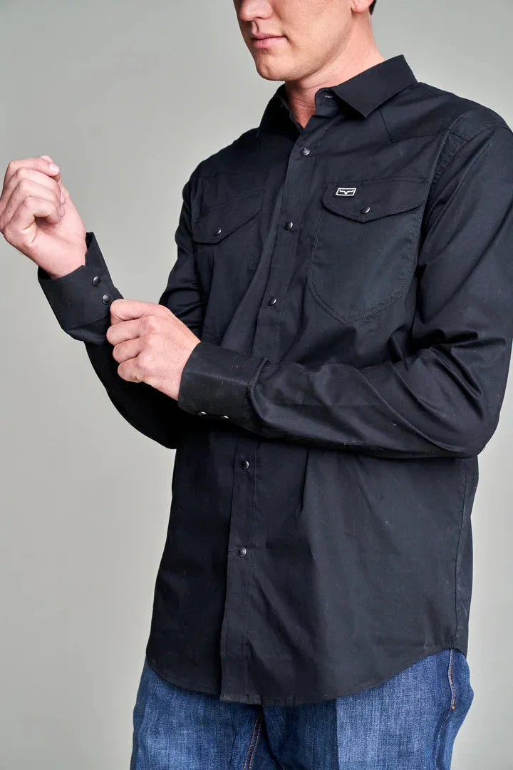 Kimes Ranch Men's Blackout Long Sleeve Snap Black Shirt