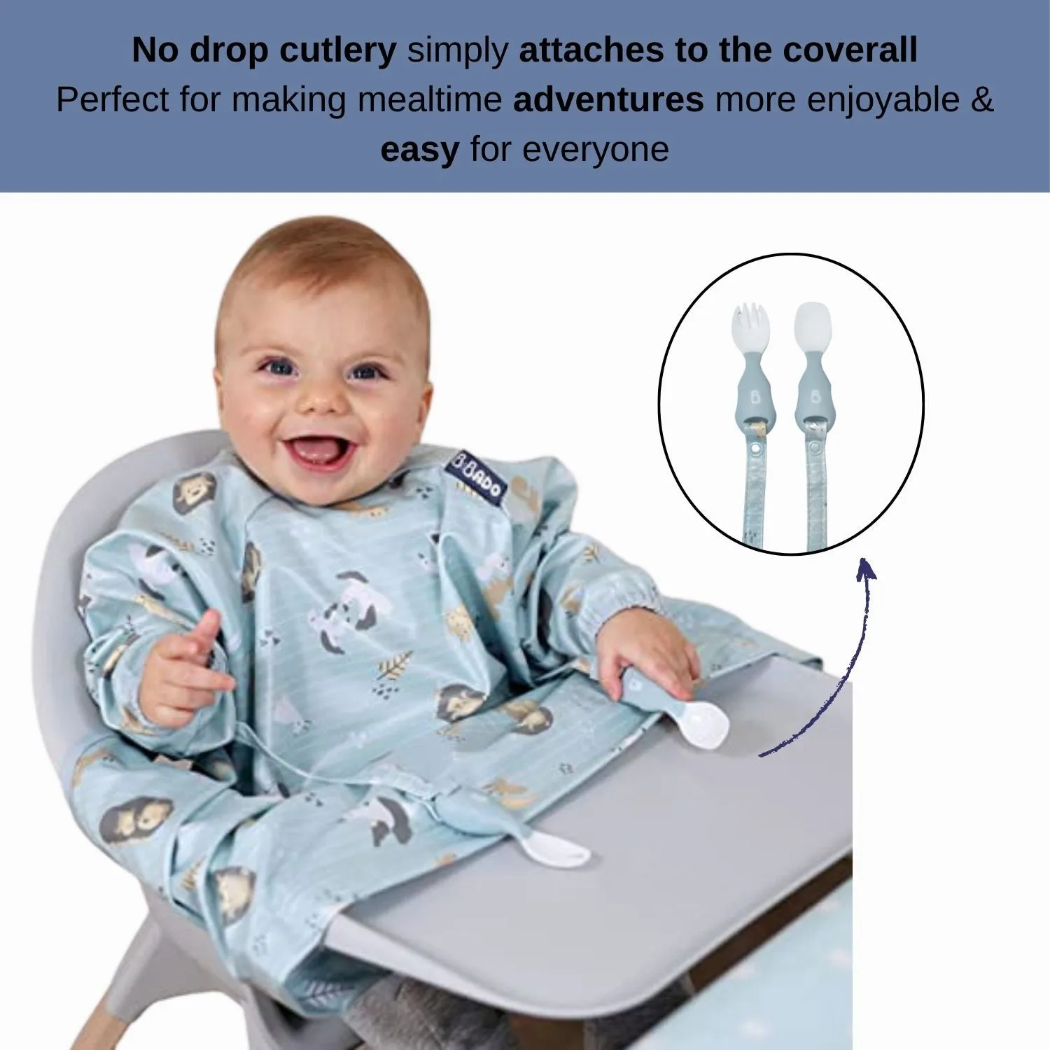 Long Sleeve Coverall & Attachable Handi Cutlery Bundle Arctic Adventure White