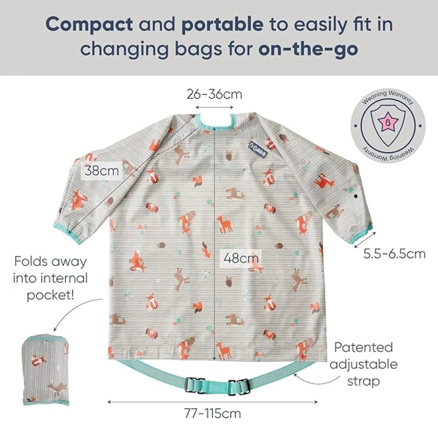Long Sleeve Coverall & Attachable Handi Cutlery Bundle Woodland Friends Grey