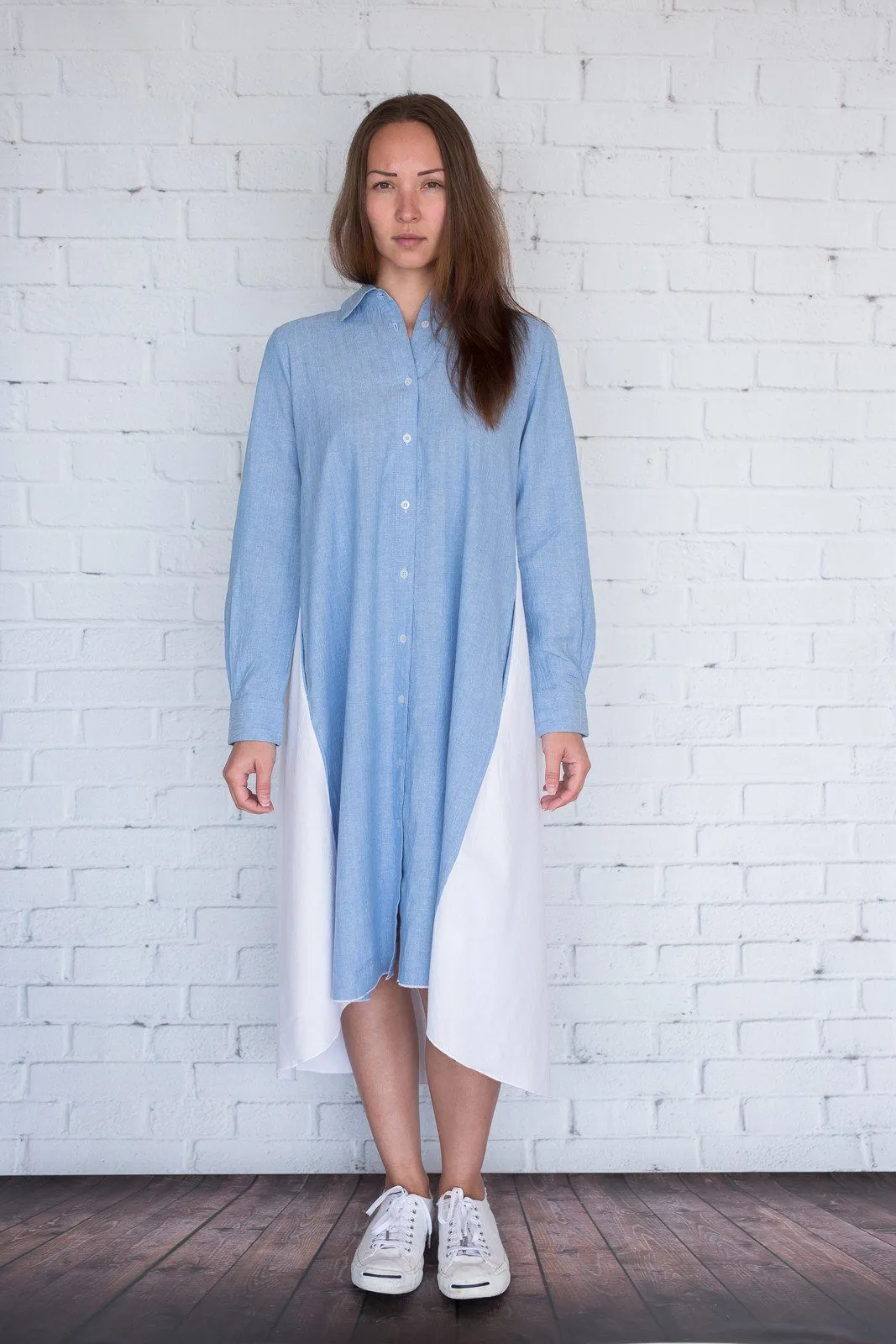 Maaya Medium Length - Chambray/White