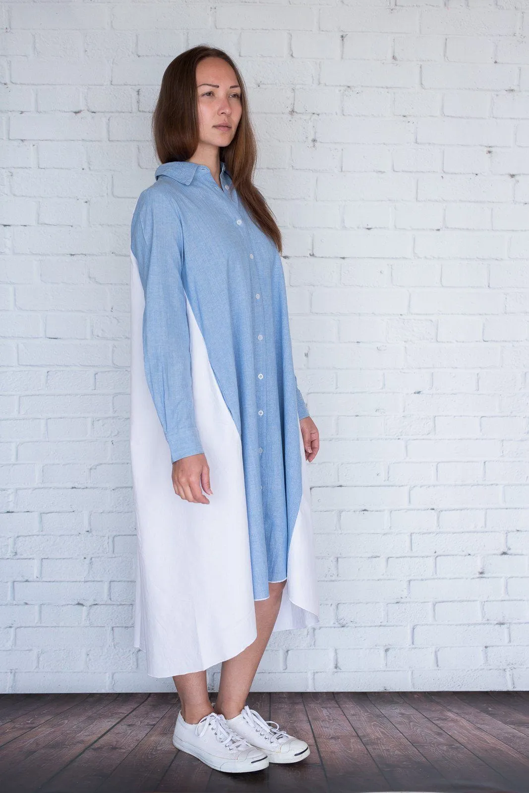 Maaya Medium Length - Chambray/White