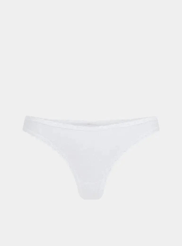 Matsu Recycled-Lace Low-Rise Thong - Glacier White