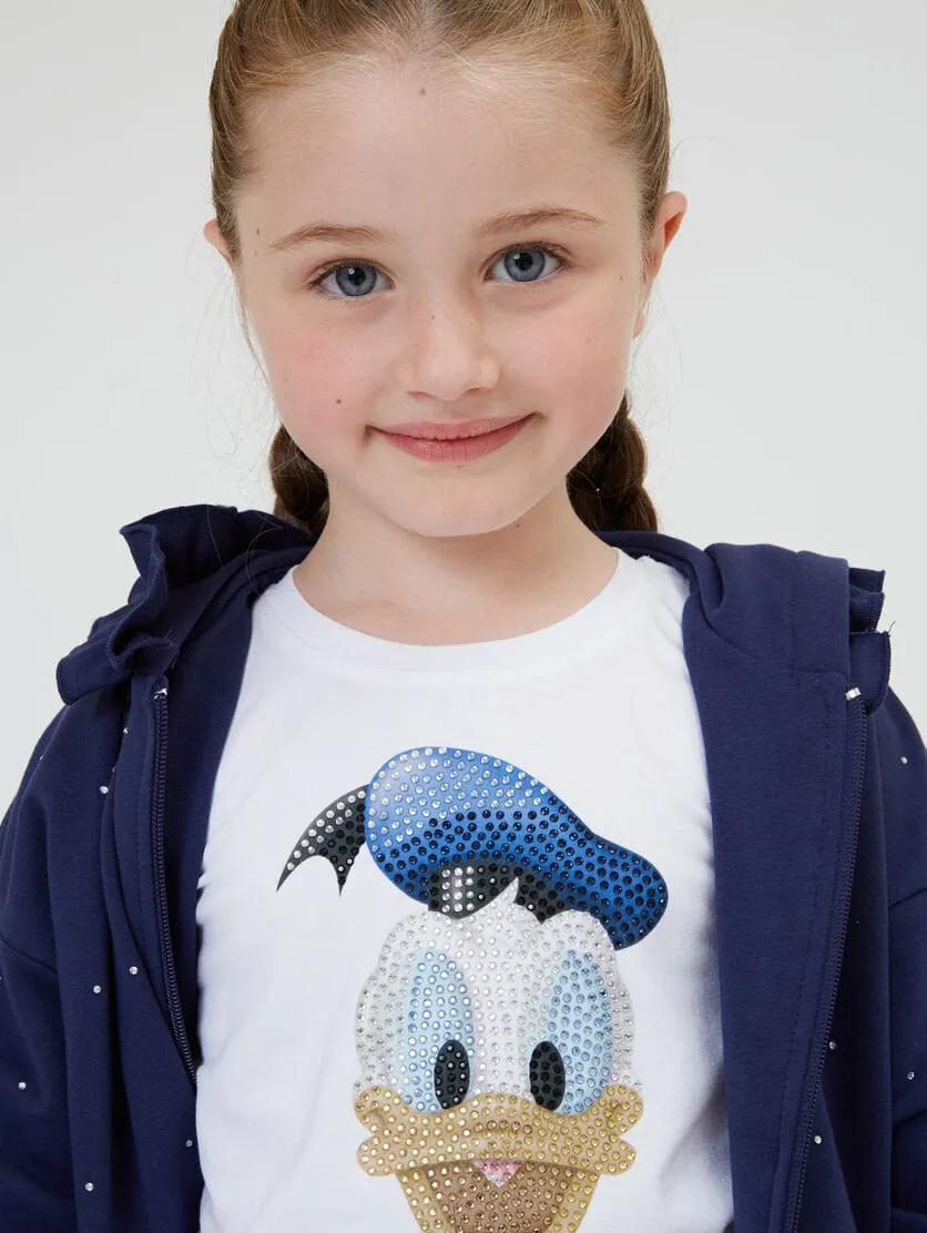 Monnalisa Girls Donald Duck T-Shirt in White
