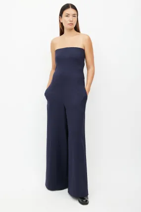 Navy Wool Sleeveless Jumpsuit