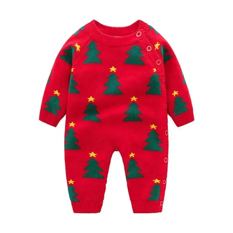Newborn Baby Clothes Baby Crawling Clothes Thickening Out Baby Harness Christmas Baby Romper Baby Cotton Sleepwear