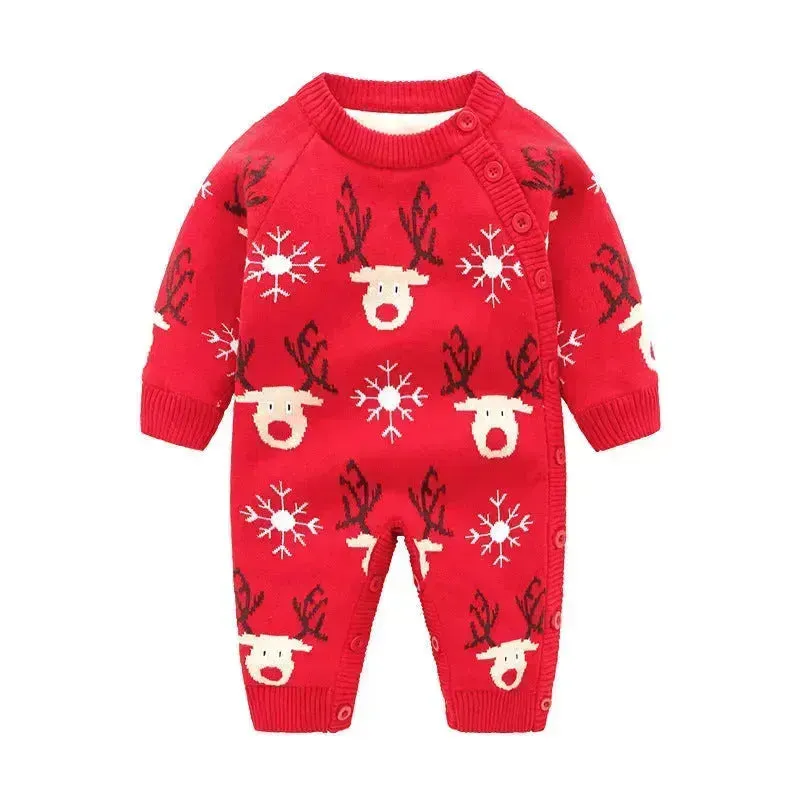 Newborn Baby Clothes Baby Crawling Clothes Thickening Out Baby Harness Christmas Baby Romper Baby Cotton Sleepwear