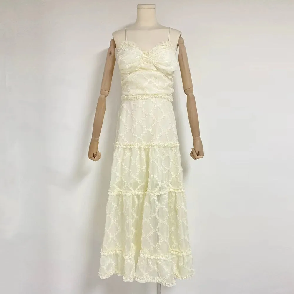Patchwork Folds Dresses For Women Square Collar Sleeveless High Waist Casual A Line Slip Dress Female Fashion
