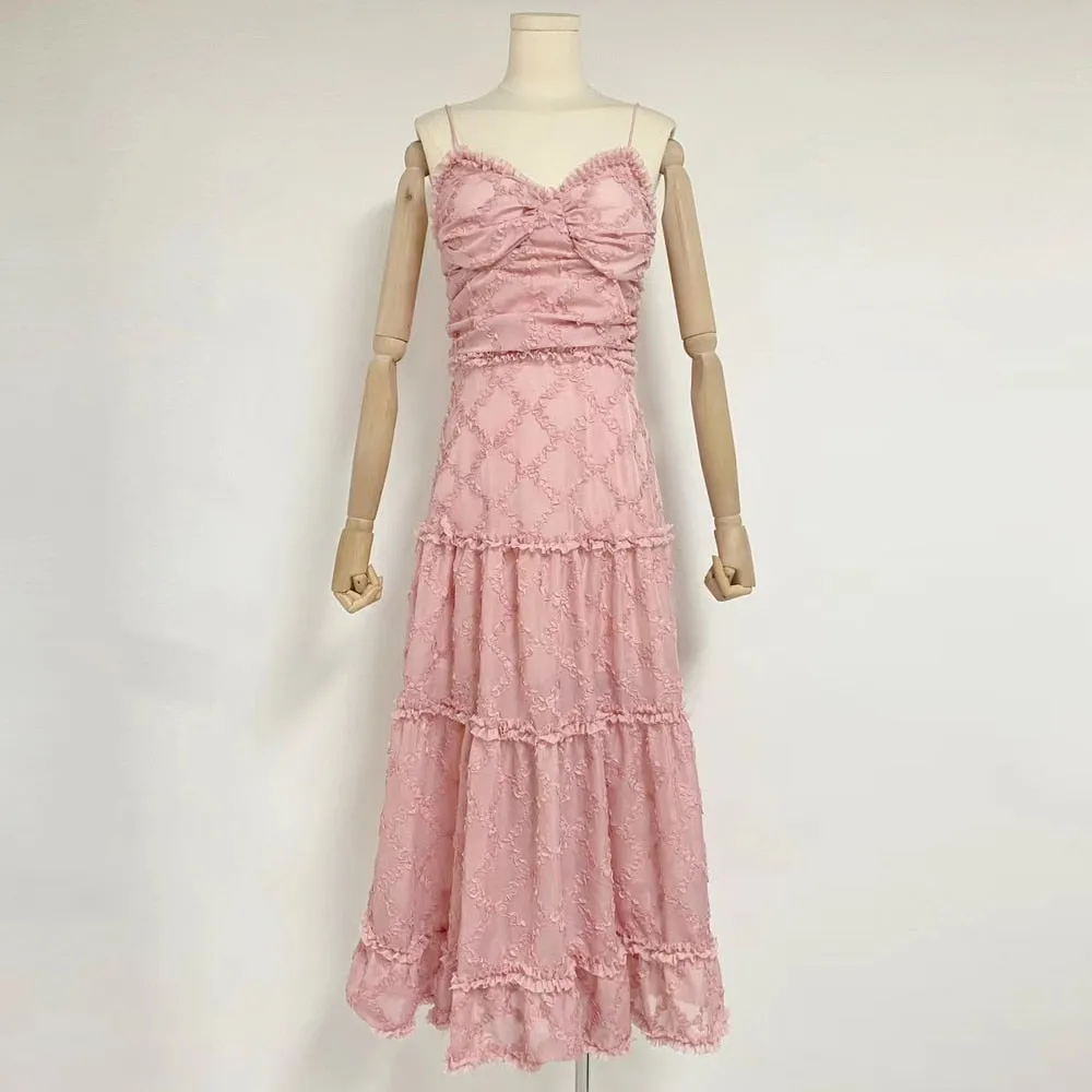 Patchwork Folds Dresses For Women Square Collar Sleeveless High Waist Casual A Line Slip Dress Female Fashion
