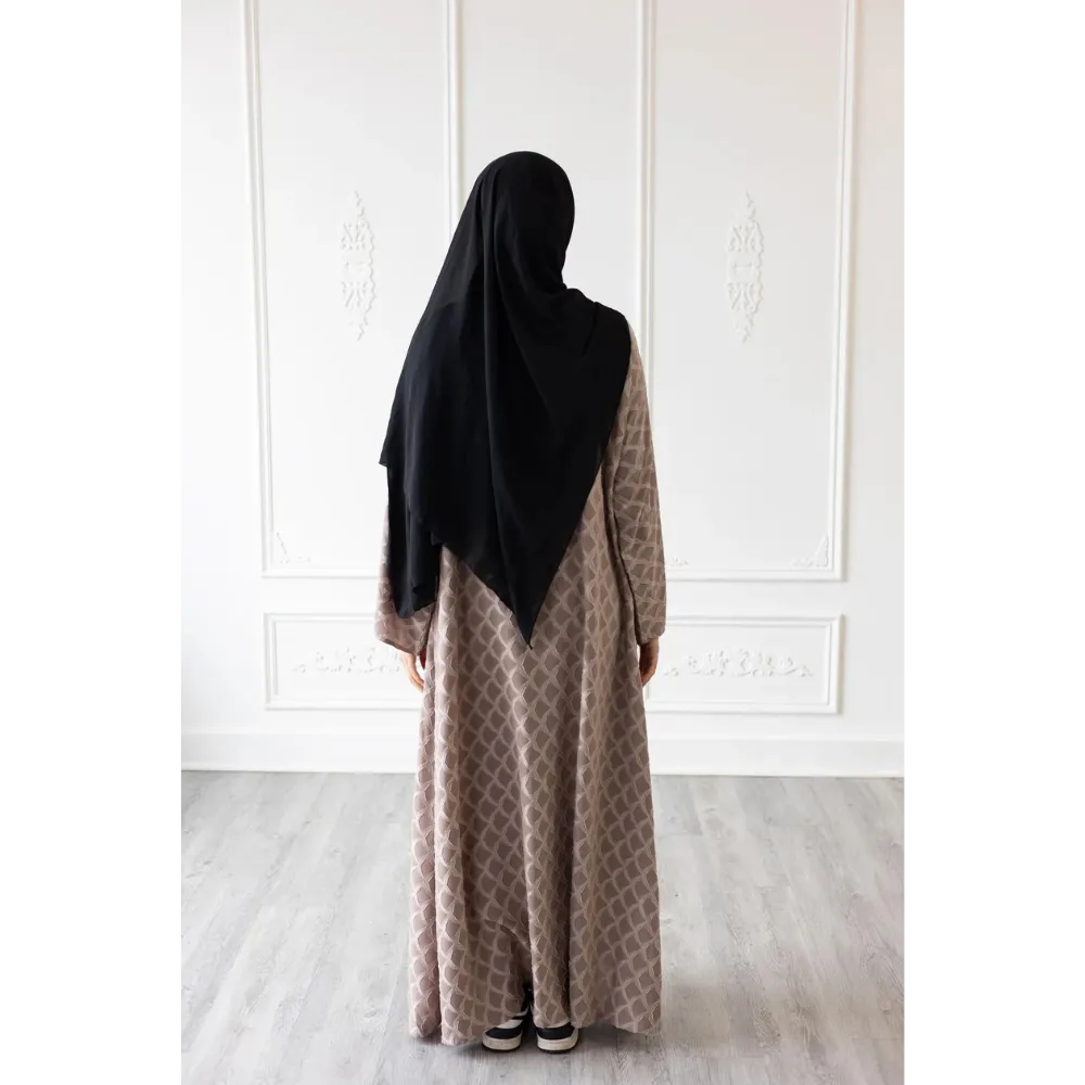 Sale Mermaid Tail Print Abaya - Taupe