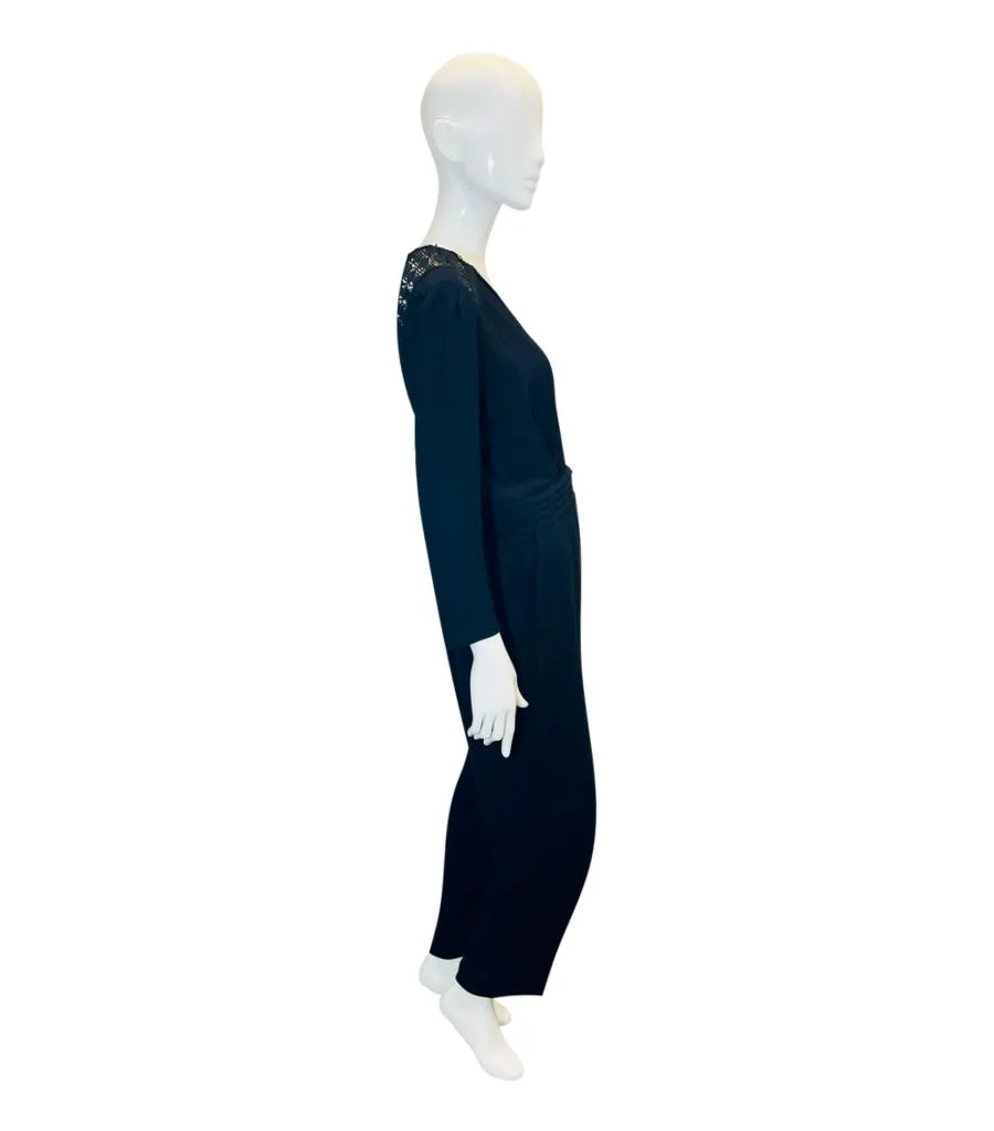 Sandro Lace-Panelled Wrap Jumpsuit. Size 40FR