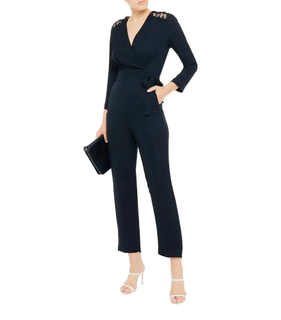 Sandro Lace-Panelled Wrap Jumpsuit. Size 40FR