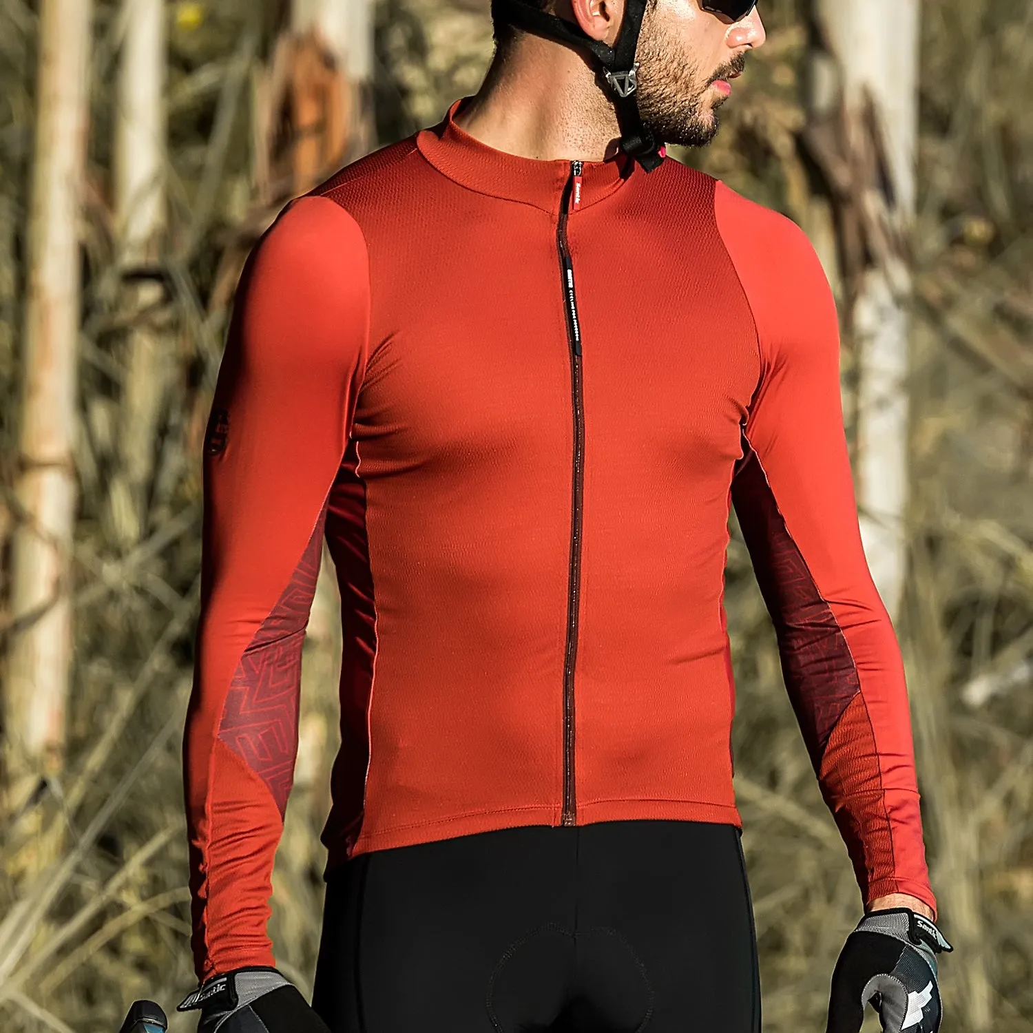 Santic Universal Red Men Cycling Jersey Long Sleeve