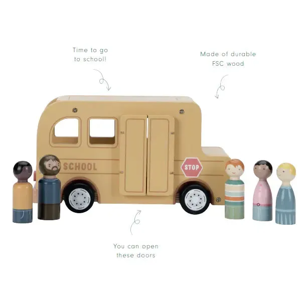 School Bus with 5 Peg Doll Characters